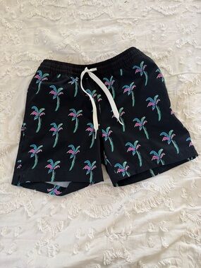 Chubbies Boys Swim Trunks Small 8/9 Black Palm Tree Print